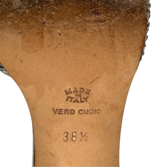 Leggiadro Rhinestone silver Mules Kitten Heel Sandals Leather Sz 38.5 us 8 - Picture 16 of 16